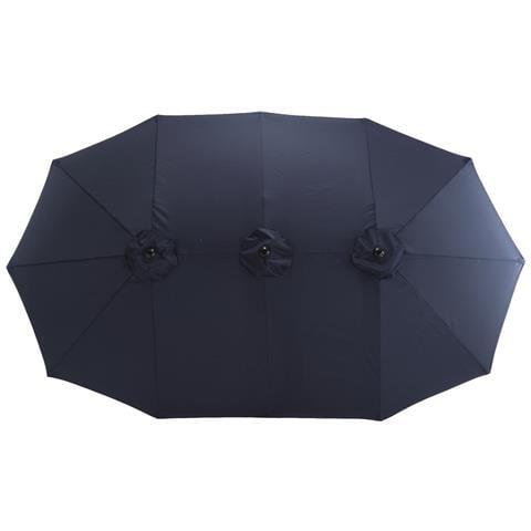 Ombrello Da Esterno A Doppia Faccia Da 14,8 Piedi Rettangolare Grande Con Manovella (blu Navy) (senza Base) - Foto 2