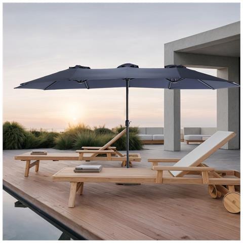 Ombrello Da Esterno A Doppia Faccia Da 14,8 Piedi Rettangolare Grande Con Manovella (blu Navy) (senza Base) - Foto 1