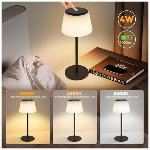 Lampada Da Tavolo A Led, Dimmerabile Al Tocco, Moderna, Con Batteria Da 3600 Mah, Per Soggiorno - Foto 1