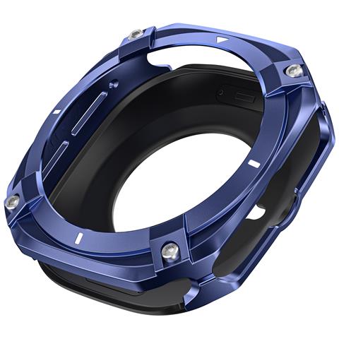 Custodia Protettiva In Metallo Cyber Compatibile Con Samsung Galaxy Watch7 Ultra - Design Intagliato E Resistente In Zinco E Pc Blue - Foto 1