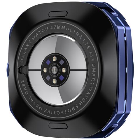 Custodia Protettiva In Metallo Cyber Compatibile Con Samsung Galaxy Watch7 Ultra - Design Intagliato E Resistente In Zinco E Pc Blue - Foto 2