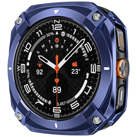 Custodia Protettiva In Metallo Cyber Compatibile Con Samsung Galaxy Watch7 Ultra - Design Intagliato E Resistente In Zinco E Pc Blue - Foto 5