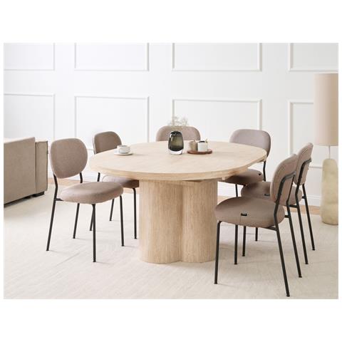 Tavolo Da Pranzo Estensibile Moraine Effetto Travertino 120/160 Cm 120 Cm - Foto 1