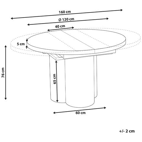 Tavolo Da Pranzo Estensibile Moraine Effetto Travertino 120/160 Cm 120 Cm - Foto 6