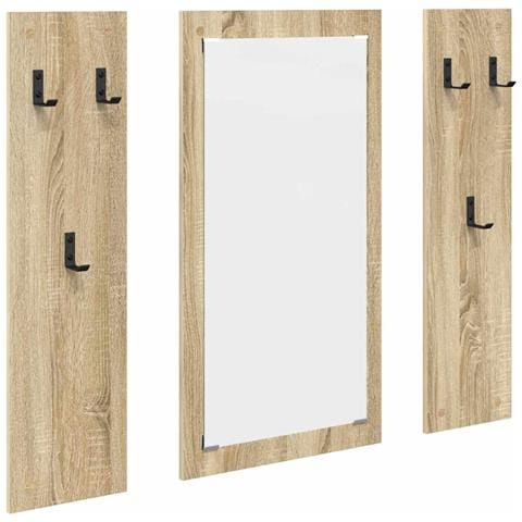 Appendiabiti a muro con specchio rovere sonoma 96 x 1.5 x 90 cm - Foto 1