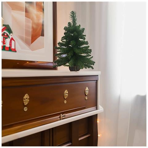 Decorazione Da Natale Vizzini, Addobbo Natalizio, Ornamento Da Natale, Decorazione Festiva, Made In Italy, 16x16 H60 Cm, Verde E Marrone - Foto 1