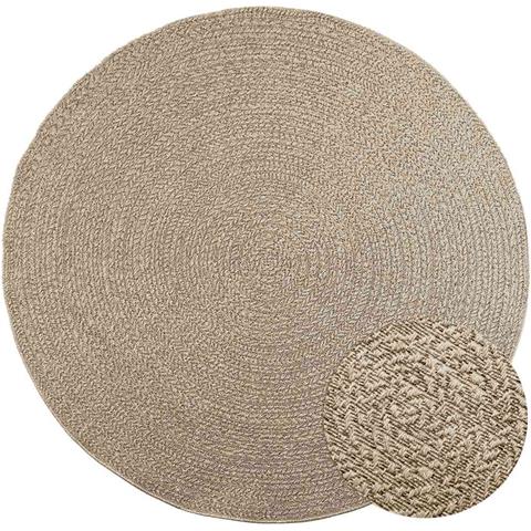 Tappeto ZIZUR Beige Ø 200cm Aspetto Iuta per Interni ed Esterni - Foto 1