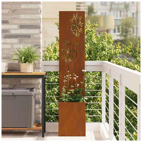 Vaso da Giardino con Pannello Decorativo Ruggine 32 x 140 cm - Foto 2