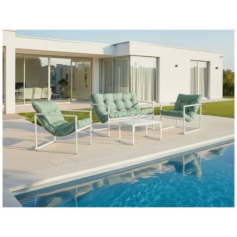 Set Da Giardino Con Tavolo 4 Posti Garda Metallo Verde - Foto 1