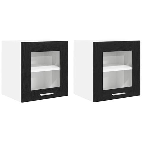 Armadio pensile Riga 2 pcs Rovere Nero 40 x 31 x 40 cm - Foto 1