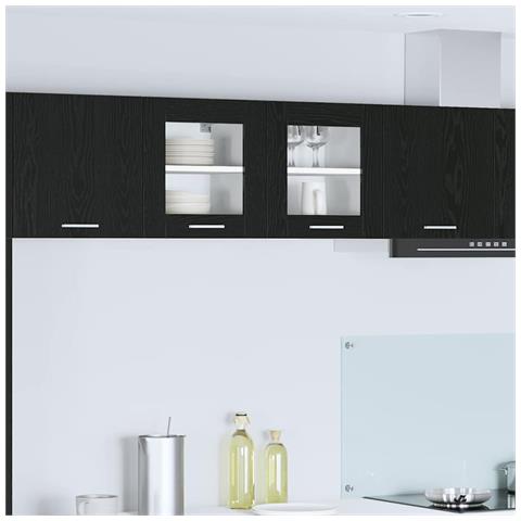 Armadio pensile Riga 2 pcs Rovere Nero 40 x 31 x 40 cm - Foto 2