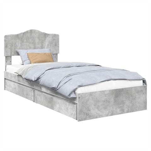 Letto con Contenitore con testiera Grigio cemento 90 x 190 cm - Foto 1