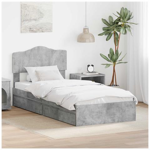 Letto con Contenitore con testiera Grigio cemento 90 x 190 cm - Foto 2