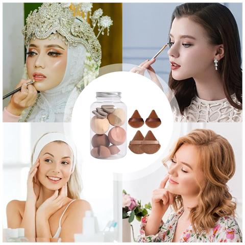 Set Di 14 Spugnette Per Trucco - Spugne Versatili Per Un'applicazione Impeccabile Brown - Foto 5