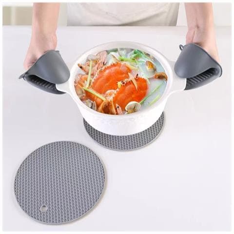 Set Di Guanti Da Forno In Silicone Da 6 Pezzi: Presine Resistenti Al Calore, Essenziali Per La Cucina Beige - Foto 7