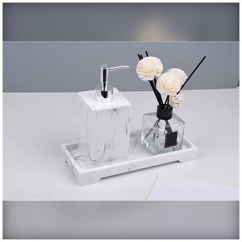 Vassoio Angolare In Silicone Per Bagno 25.5x10.5x2.5cm - Portaoggetti Effetto Marmo White - Foto 2