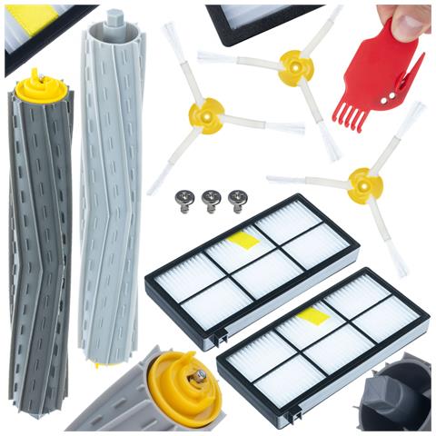 Set Di Accessori Di Ricambio Per Irobot Roomba 800 900 - 2 Filtri Hepa, 3 Spazzole 3-bracci, 2 Rulli Gomma, Compatibile Con Serie 800 E 900 - Foto 1