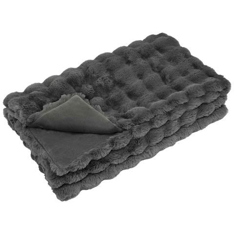 Coperta antiscivolo in finta di coniglio Olite Grigio scuro - Foto 1