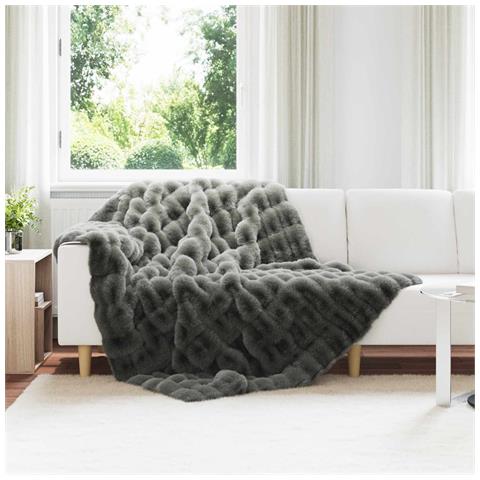Coperta antiscivolo in finta di coniglio Olite Grigio scuro - Foto 2