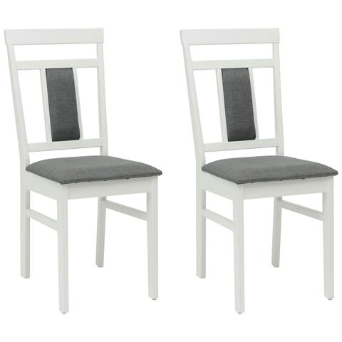 Sedia da pranzo 2 pcs Bianco e Grigio Legno di gomma solido - Foto 1