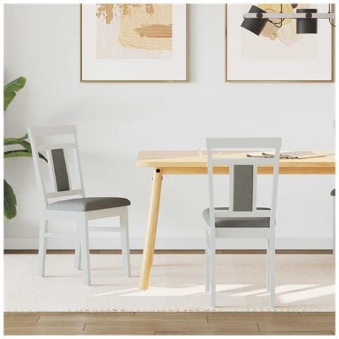 Sedia da pranzo 2 pcs Bianco e Grigio Legno di gomma solido - Foto 2