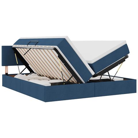 Letto con luci a strisce a LED Blu 180 x 200 cm Tessuto - Foto 1