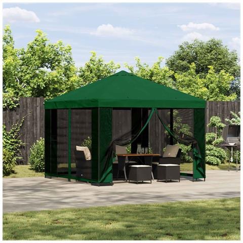Gazebo 3 x 3 m Verde Poliestere e Acciaio 190 gsm - Foto 2