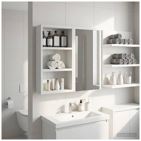 Armadio da bagno a muro con lo scaffale Bianco 30 x 10 x 50 cm - Foto 2