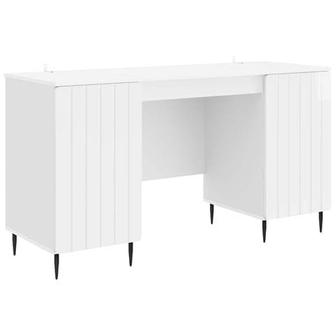 Scrivania Bianco Lucido 142,5 x 50 x 75 cm Legno ingegnerizzato - Foto 1