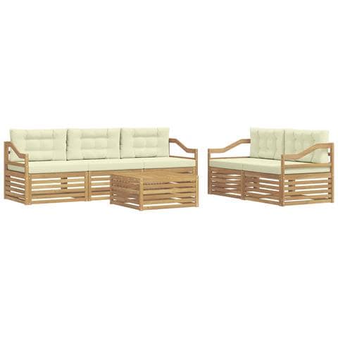 Set di divani da esterno 6 pcs Bianco e Crema - Foto 1