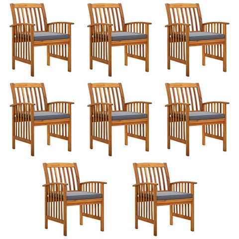 Set di 8 sedie da giardino con Cuscini in Legno Massello di Acacia - Foto 1