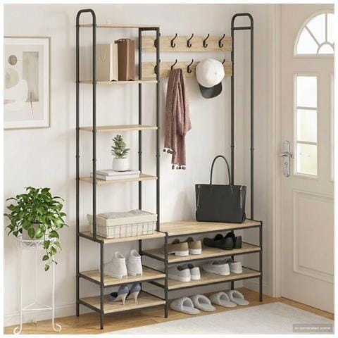 Appendiabiti con panca per scarpe Rovere Sonoma - Foto 2