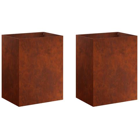 Vaso da giardino 2 pz Ruggine 40 x 30 x 40 cm Acciaio Corten - Foto 1