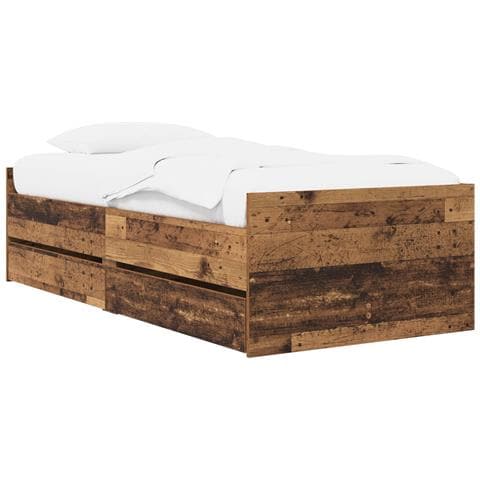 Struttura del letto con cassetto Legno antico Pino massello - Foto 1