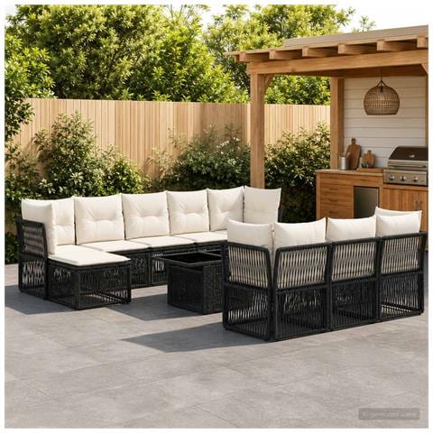 Set Divano da Giardino 11 pz Nero polyrattan - Foto 10