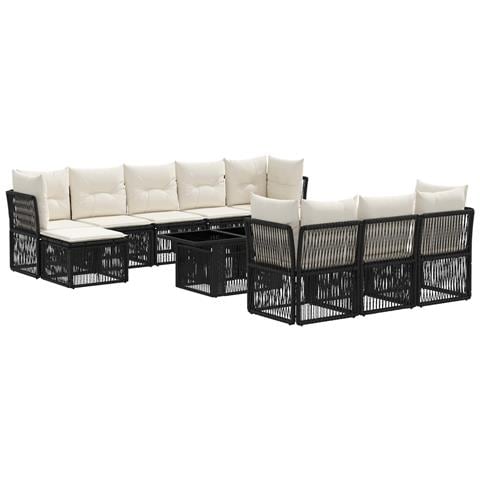 Set Divano da Giardino 11 pz Nero polyrattan - Foto 1