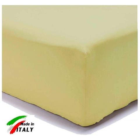 Lenzuolo Di Sotto Letto Matrimoniale Maxi Cotone Con Angoli Ed Elastico Tinta Unita Colore Giallo - Foto 1