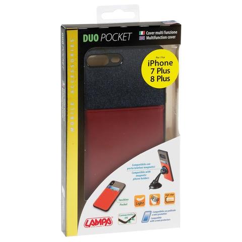 Duo Pocket, Cover Bicolore Con Inserti Metallici - Apple Iphone 7 Plus / 8 Plus - Blu / bordeaux - Foto 3