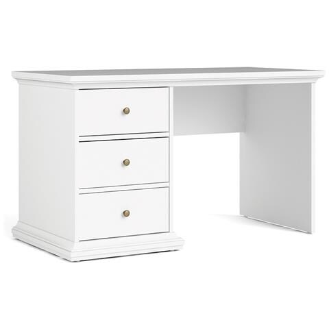 Scrivania Françoise, Scrittoio Multiuso, Tavolo Per Ufficio Porta Pc, Piano Di Lavoro, 130x62 H74 Cm, Bianco - Foto 1