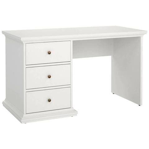 Scrivania Françoise, Scrittoio Multiuso, Tavolo Per Ufficio Porta Pc, Piano Di Lavoro, 130x62 H74 Cm, Bianco - Foto 20