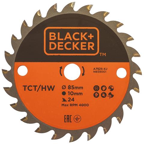 Lama Tct Per Mini Sega Circolare A7525-xj Diam. 85 Mm Foro 10 Mm - 24 Denti Black Decker - Foto 3