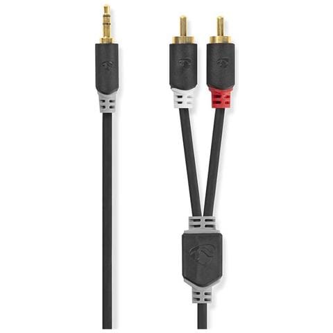 Cavo Audio Da Jack 3,5 Mm Maschio A Doppio Rca Maschio 1 M, Grigio Antracite - Foto 2