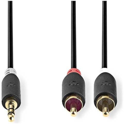 Cavo Audio Da Jack 3,5 Mm Maschio A Doppio Rca Maschio 1 M, Grigio Antracite - Foto 4