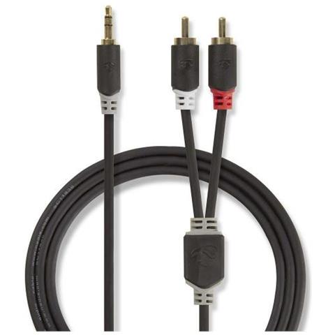 Cavo Audio Da Jack 3,5 Mm Maschio A Doppio Rca Maschio 1 M, Grigio Antracite - Foto 1