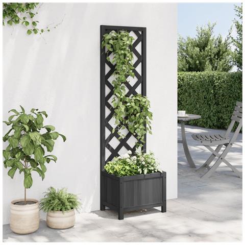 Fioriera Con Traliccio Nero In Legno Massello Di Abete - Foto 3