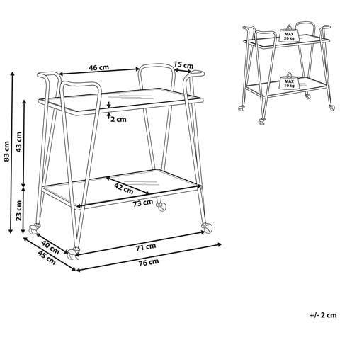 Carrello Portavivande Noti Metallo Oro - Foto 2
