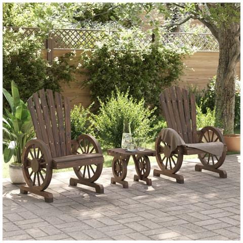 Set Salotto Da Giardino 3 Pz In Legno Massello Di Abete - Foto 3
