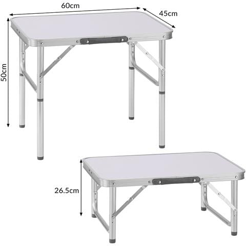 Tavolo Campeggio Picnic Alluminio 60x45x50 Pieghevole Valigetta Piano Formica - Foto 2