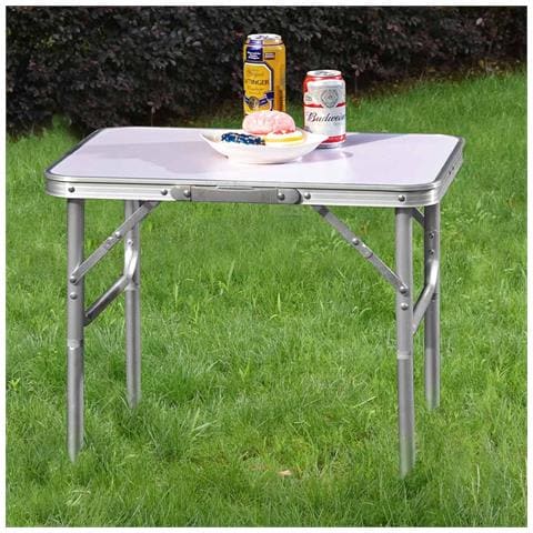 Tavolo Campeggio Picnic Alluminio 60x45x50 Pieghevole Valigetta Piano Formica - Foto 5