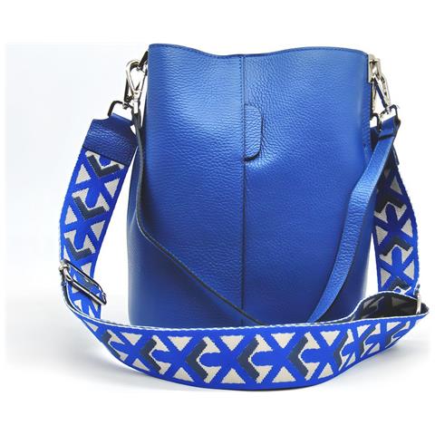 Borsa A Tracolla Venezia - Blu - Pelle Di Vitello Dollaro - 24x16,5x27,5 Cm - Foto 1